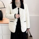 Large size 2024 autumn and winter new cotton jacket for women short small corduroy lapel light and warm cotton jacket