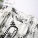 Ink printing waist-hugging strap buckle chiffon age-reducing shirt summer large size loose belly-covering short-sleeved versatile top