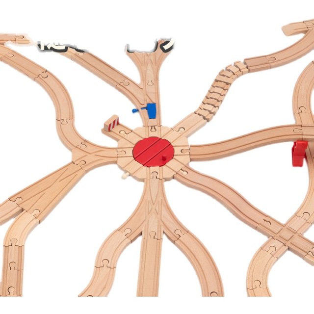 Leku San Rail, Wooden Wood Made Block Wood Train Rail Accessories DIY assembly toy set is compatible with BRIO