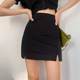 
Large size double slit black skirt 2025 summer fat mm slim high waist slim hip A-line skirt short skirt for women