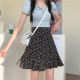Floral skirt A-line skirt new summer small fresh large size women's elastic waist ruffle skirt anti-exposure skirt