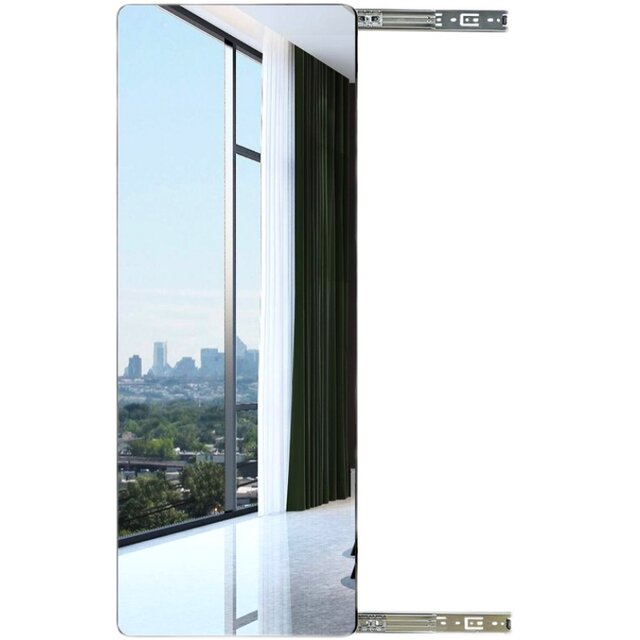 Wardrobe mirror sliding mirror full-length mirror built-in slide telescopic rotating folding invisible cabinet dressing mirror fitting mirror
