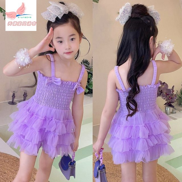 Girls swimsuit, medium-sized children's body dress, boxer pants, children's princess girl, fashionable summer quick-drying swimsuit