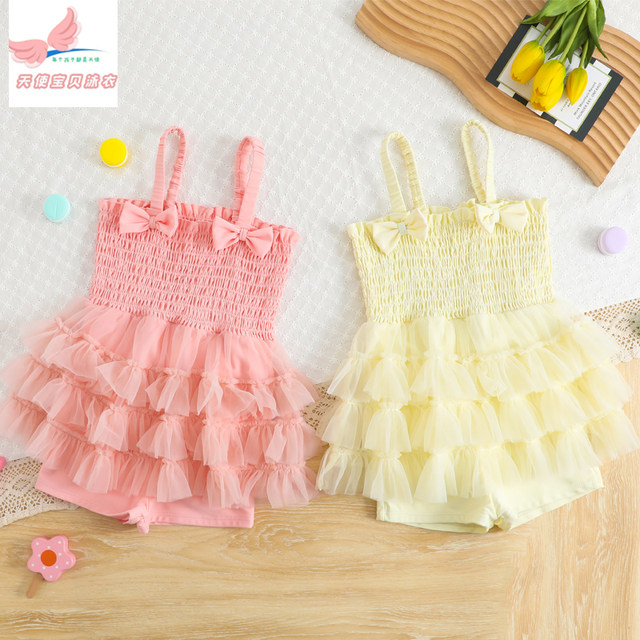 Girls swimsuit, medium-sized children's body dress, boxer pants, children's princess girl, fashionable summer quick-drying swimsuit