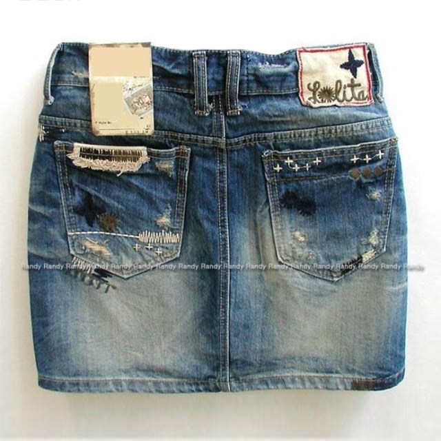 Korean purchasing agent LOLITA women's summer hip-pack half-body denim skirt pure cotton casual old embroidered short skirt without lining