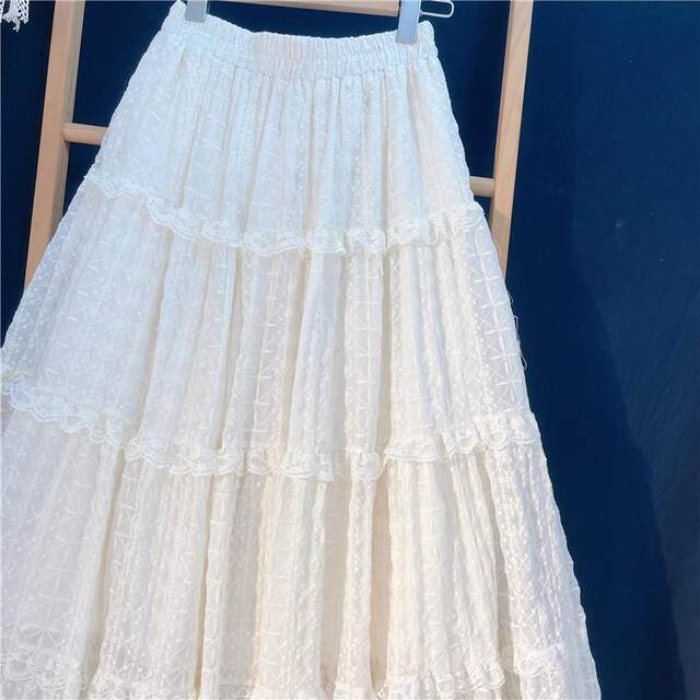 Super long skirt quality early spring lace skirt gentle sweet heavy industry embroidery layered cake skirt women's big skirt