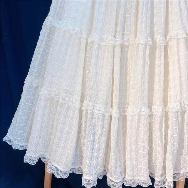 Super long skirt quality early spring lace skirt gentle sweet heavy industry embroidery layered cake skirt women's big skirt