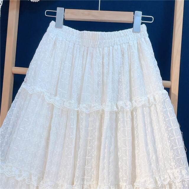 Super long skirt quality early spring lace skirt gentle sweet heavy industry embroidery layered cake skirt women's big skirt