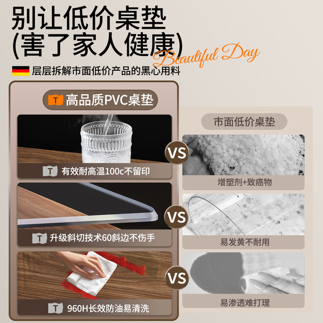 PVC transparent soft glass table pad dining table cloth soft rubber pad no washing oilproof waterproof and anti-scalding tea table table top protection pad