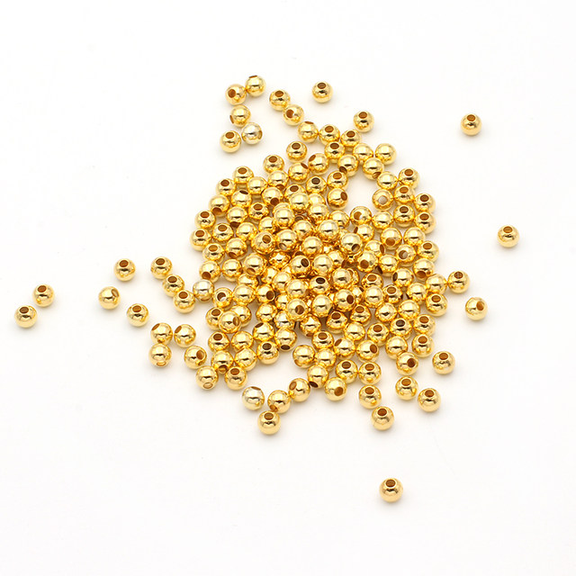 Color-protecting 50 copper pearl glossy round beads DIY handmade ancient style hairpin hair accessories material tassel flower heart bead accessories