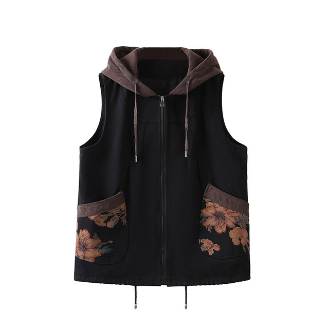 Middle-aged and elderly women spring and autumn clothing denim vest loose large size belly covering mother wear horse clip vest vest jacket for women