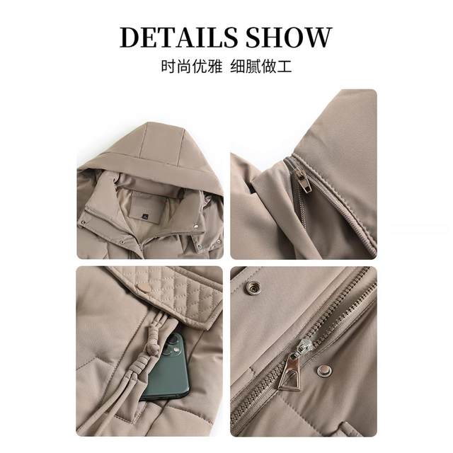 Mother's winter style cotton-padded coat, mid-length, middle-aged women's thickened autumn and winter coat, fashionable middle-aged and elderly down-padded coat