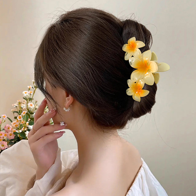 2025 new candy color flowers grab the back of the head hair grab large size clip high-end shark chuck hair accessories