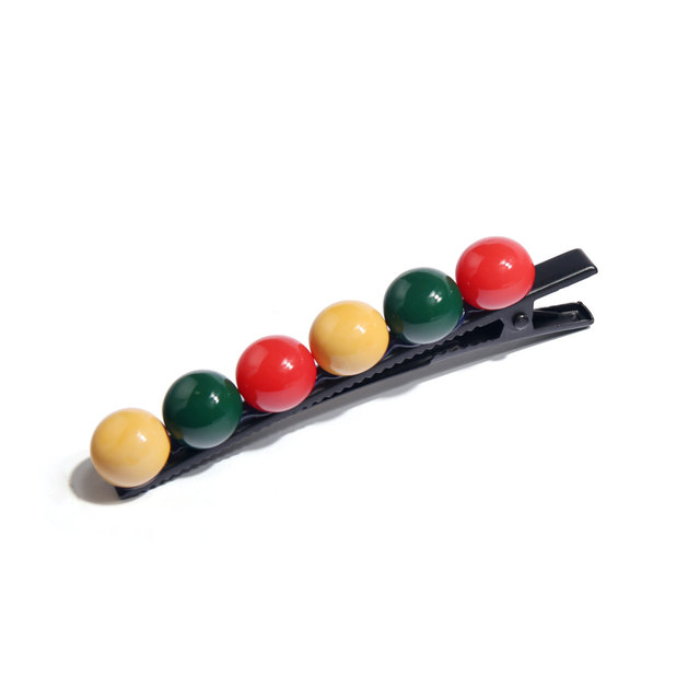 A clip of a clip a simple candy -colored side large hair circular bead retro color net red clip headdress headgear
