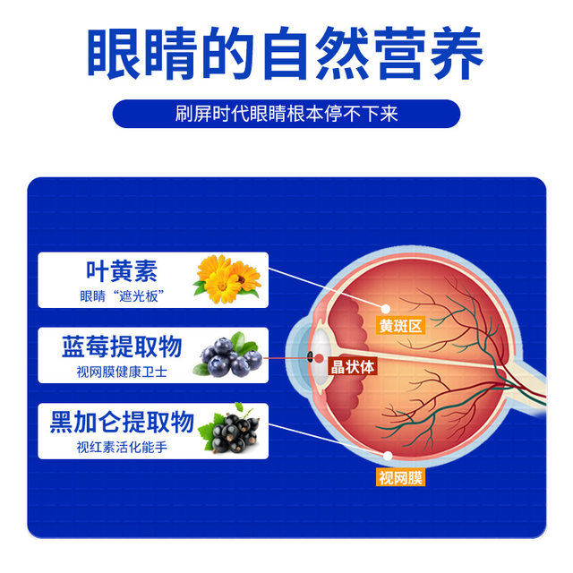 Blueberry Lutein Ester Tablets Genuine Official Flagship Store Children, Middle-aged and Elderly Adults with Non-Myopia Special Eye Care Gummies