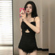 cicory black student long-sleeved swimsuit covering belly and making you look slim and conservative female conservative hot spring one-piece flat horn swimsuit female