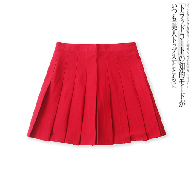 Pleated skirt spring new foreign trade women's clothing versatile Japanese college front zipper, thin half skirt 16091
