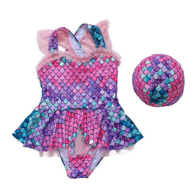 Girls swimsuits, one-piece dresses, princess fish scales new product bikini cute quick-drying baby girl middle school girl big child