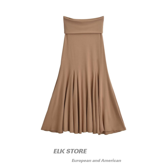 American street low waist folds, fish tail skirt women's atmosphere, slim waist, hip hip skirt, early autumn long skirt