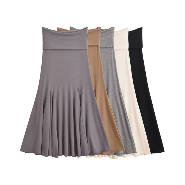 American street low waist folds, fish tail skirt women's atmosphere, slim waist, hip hip skirt, early autumn long skirt