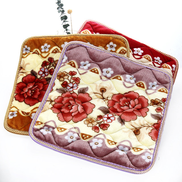 Thickened plush cushion in winter warm office non-slip chair car sofa dining chair round square stool cushion