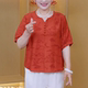 2025 new style tin silk cotton linen set middle-aged and elderly women's clothing new Chinese two-piece set mother summer short-sleeved top