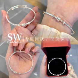 Hong Kong Fresh Sweet Silver Bracelet Silver S999 Solid Silver Bracelet Gives Girlfriend Valentine's Day Gift