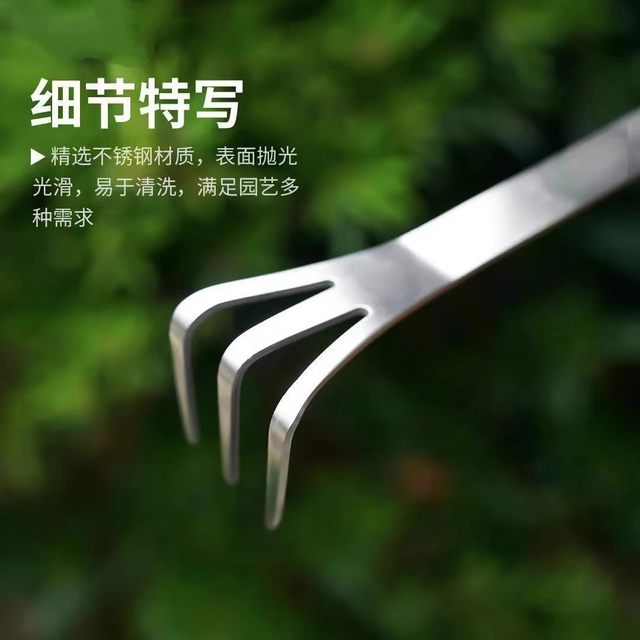 Special small rake for stainless steel bonsai, flower pot loose soil artifact, flower gardening tool, small scratch rake, three-claw rake