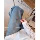 Blue embroidered iron diamond jeans for women's spring new large size high-waisted slimming wide-leg pants casual versatile straight pants