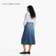 Tommy25 new summer women's pure cotton retro old zipper temperament A-line denim skirt 43733