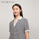 Tommy Summer Women's Laisel Micro-Stretch Casual Commuter Stripes Solid Color V Neck Loose Short Sleeve T-Shirt POLO41286