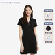 Tommy spring and summer women's piqué mesh elegant casual trim V-neck slim short-sleeved POLO dress
