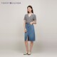 Tommy Summer Women's Laisel Micro-Stretch Casual Commuter Stripes Solid Color V Neck Loose Short Sleeve T-Shirt POLO41286