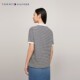 Tommy Summer Women's Laisel Micro-Stretch Casual Commuter Stripes Solid Color V Neck Loose Short Sleeve T-Shirt POLO41286