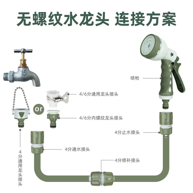 Woshworth Gardening Tools 4-dividing pipe plastic joint watering quick connection water pipe spray gun joint