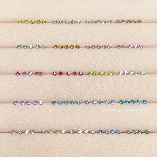 4mm Shi Jiahuazi burst small light bulb colored diamond ear bone nail cochlear medical titanium steel 925