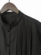 New spring and summer long-sleeved shirt for women loose small stand-up collar round neck collarless black shirt temperament top versatile
