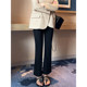 Nine-point micro-flare casual pants for women in summer thin fat mm pear-shaped body high waist slimming commuter elastic suit pants