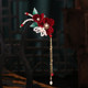 Ancient style red velvet lace clip full set of hairpin pearl tassel simple and versatile festive flowers Hanfu bridal headdress