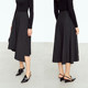 Amii2025 summer new commuter solid color A-line skirt irregular tailoring medium length slightly elastic loose skirt for women