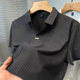Vertical striped ice silk short-sleeved T-shirt men's 2025 new business casual summer wear middle-aged polo shirt men's shirt collar V