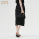 Duobaoshixia solid color A-line skirt tassel zipper slit midi skirt romantic white temperament Korean style skirt women's skirt