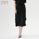 Duobaoshixia solid color A-line skirt tassel zipper slit midi skirt romantic white temperament Korean style skirt women's skirt