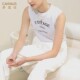 Duobao Shi retro small round collar shoulder sleeveless T -shirt female Korean version printed printed printed printed