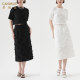 Duobaoshixia solid color A-line skirt tassel zipper slit midi skirt romantic white temperament Korean style skirt women's skirt