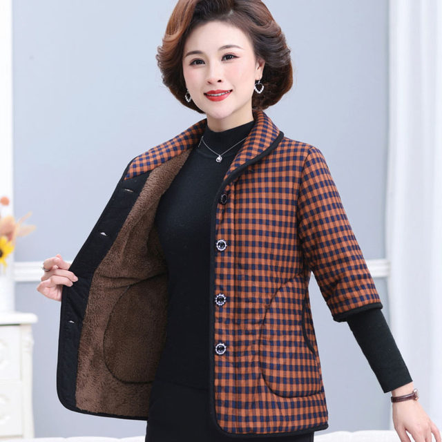 Old man's vest, women's winter short-sleeved cotton coat, velvet, thickened and warm, middle-aged and elderly mother's vest, half-sleeved cotton jacket, outer wear