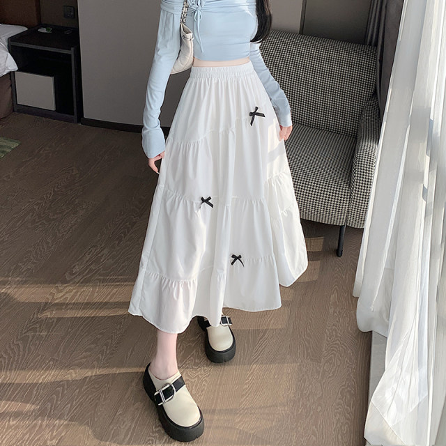 150 small super hot skirt 2025 spring and summer new white mid-length A-line fluffy cake skirt XXS145