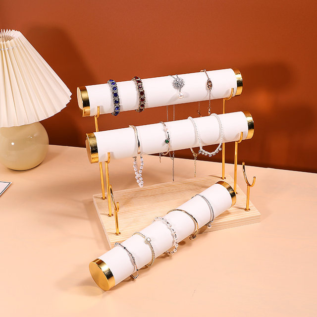 Simple jewelry bracelet rack gold three-layer watch bracelet display rack bracelet rack counter jewelry props ornament rack