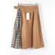 New Japanese style commuting versatile rear invisible zipper high waist slim A-line skirt for women splicing fashionable midi skirt