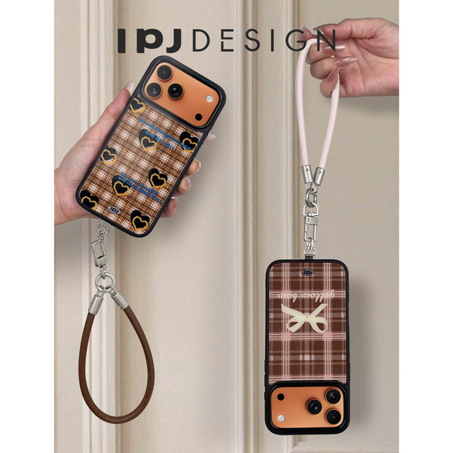 Autumn and winter retro plaid mobile phone case suitable for iphone17promax apple 16PROMAX new 15PRO lanyard 14 protective cover 13